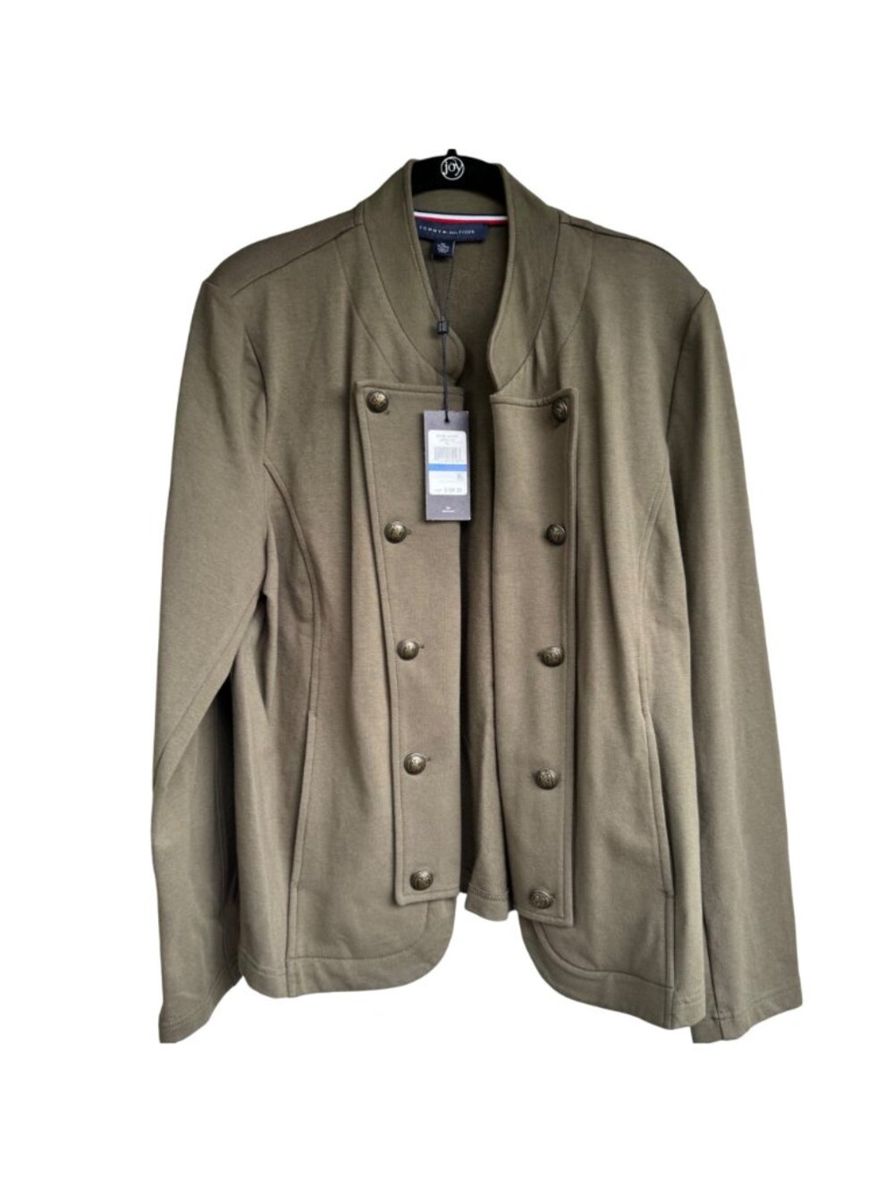 Tommy Hilfiger Women Band Jacket Olive Green XL Cotton Blend Double Breasted New - Picture 12 of 15